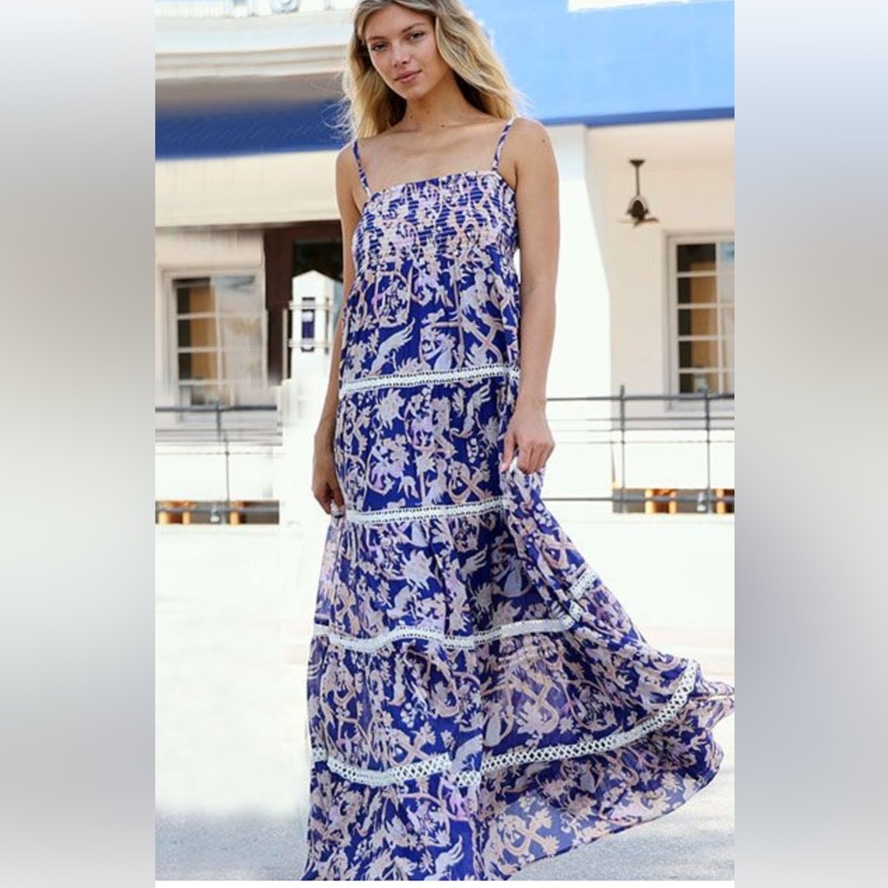 Debbie Katz Mana Maxi Dress Royale Sz L